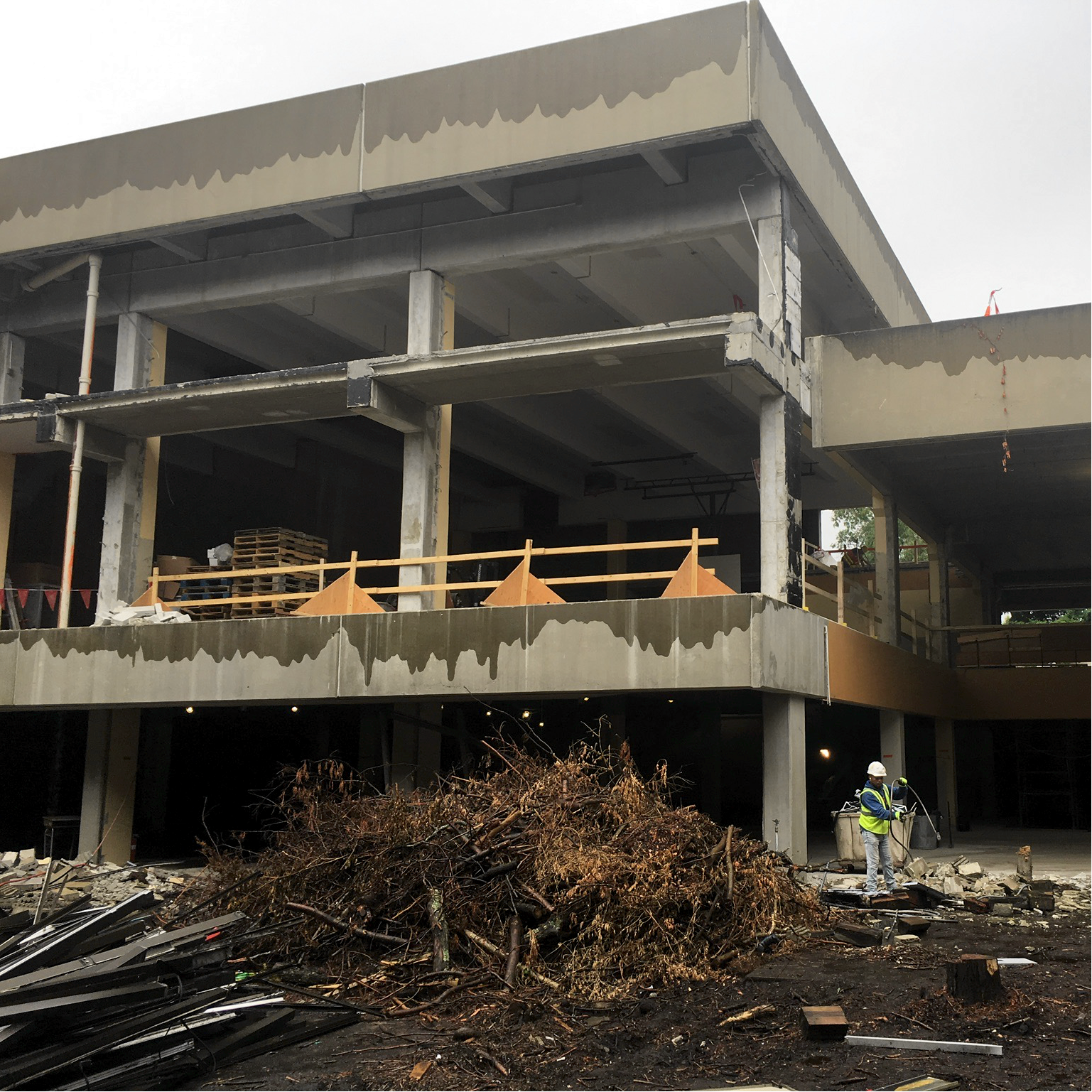 In-progress demolition/construction photo of the future Powderhouse Studios campus